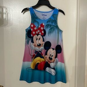 NWT DISNEY MICKEY & MINNIE MOUSE TANK DRESS GIRLS M 7-8 BEACHY SUMMER STRETCH